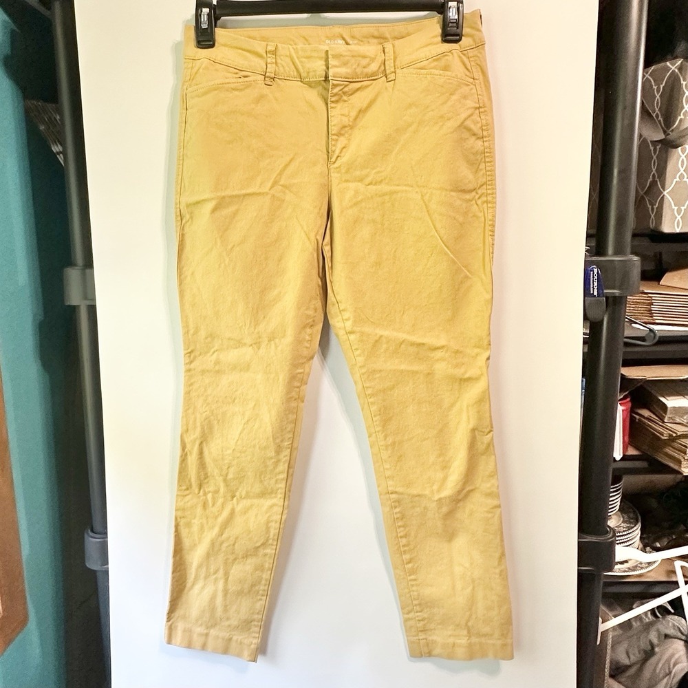 Old Navy Pixie Chino Pants Womens Size 8 Short Mustard Yellow Skinny Stretch